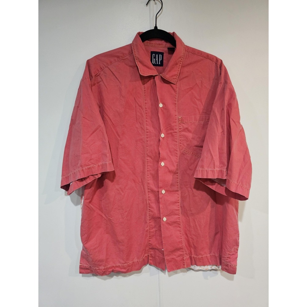 Vintage Gap Shirt Mens Large Red Local Surf Legend Graphic Button Up 90s Surf